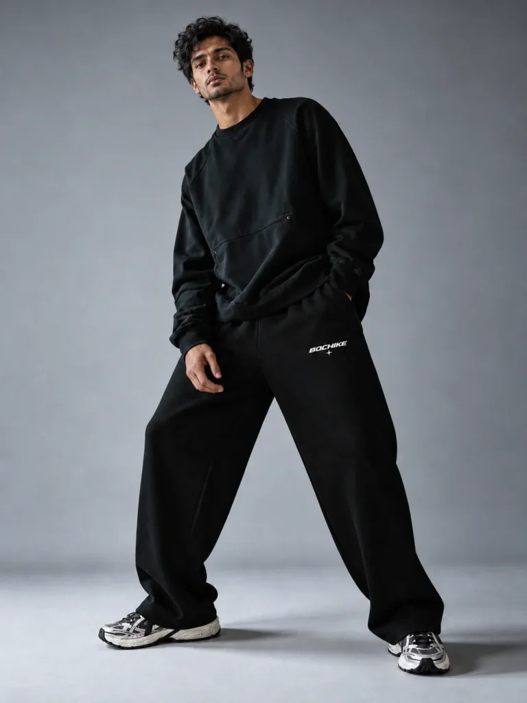 Black Baggy Joggers — detail